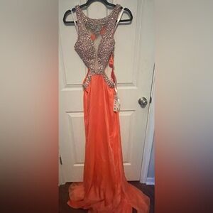 Panoply Orange Beaded Prom Dress